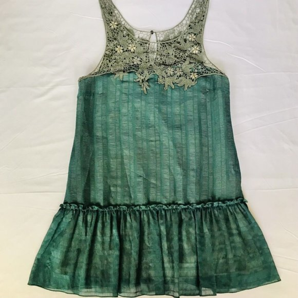 Free People Emerald Green Crochet Dress Size‎ Small Boho